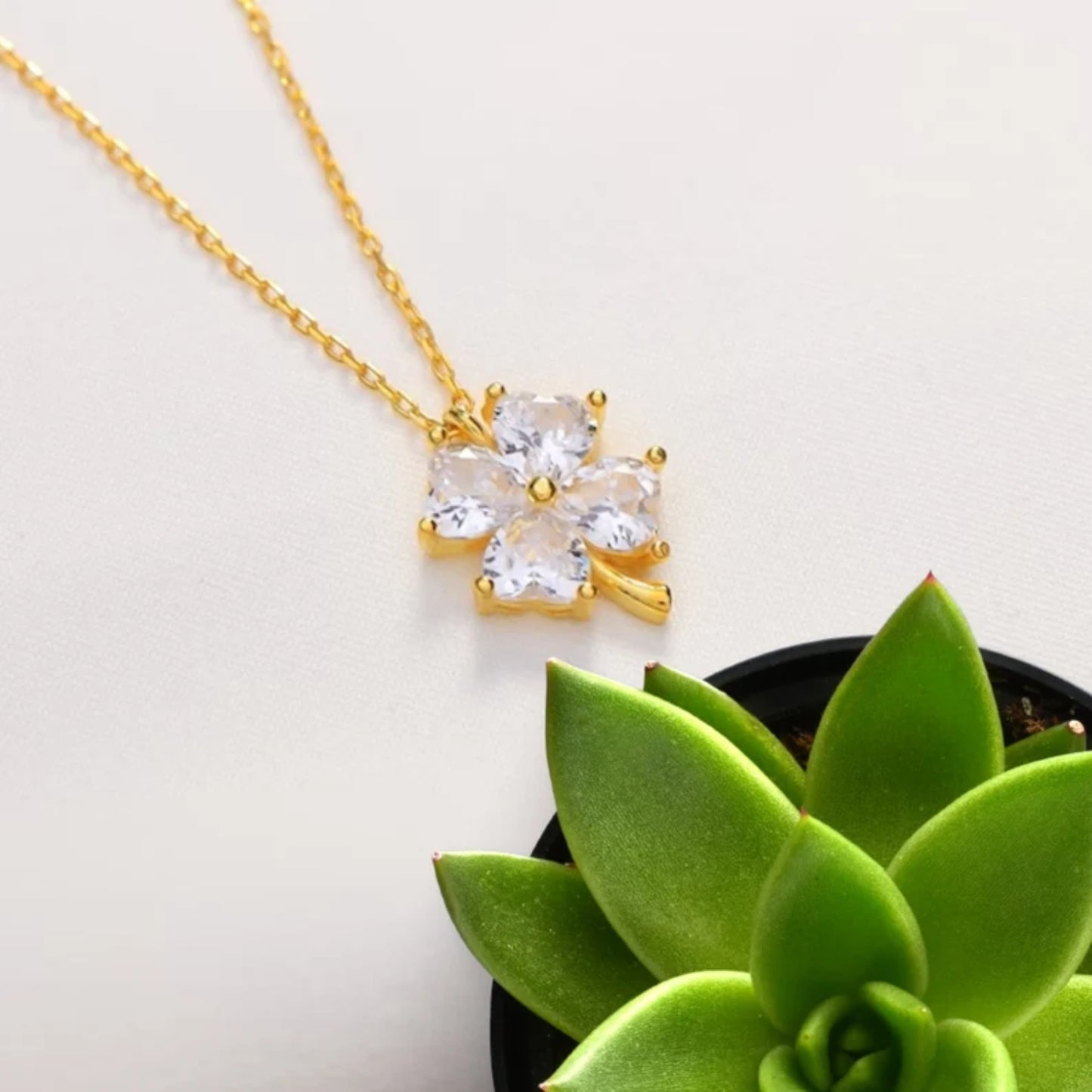 Clover Birthstone Necklace, Shamrock Necklace, Four Leaf Necklace