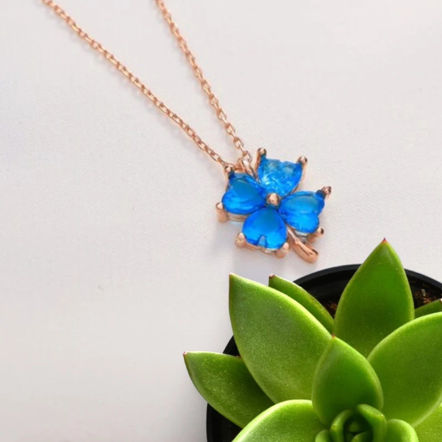 Clover Birthstone Necklace, Shamrock Necklace, Four Leaf Necklace