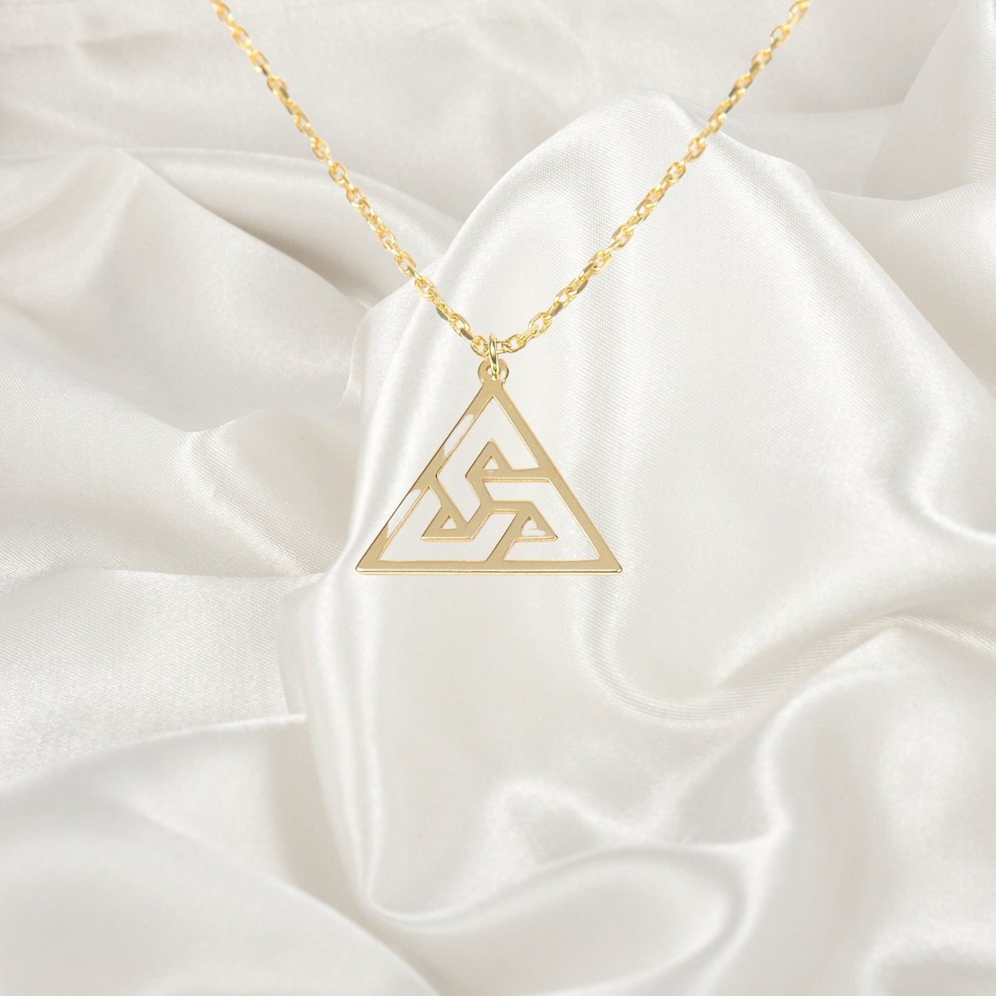 Triangle Necklace, Penrose Triangle Necklace, Valentine's Day Gift, Impossible Tribar Necklace, Penrose Tribar Pendant, Geometric Necklace
