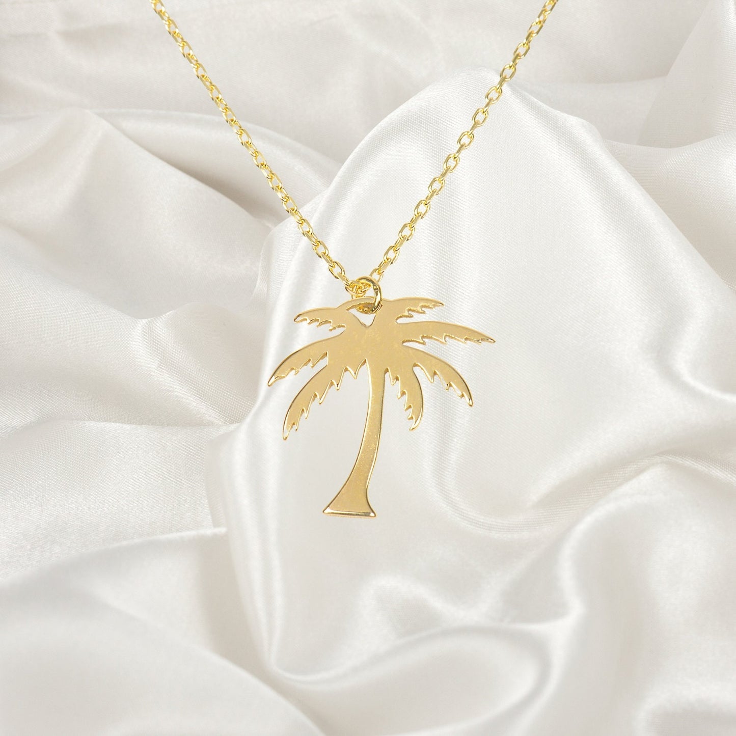 Palm Tree Necklace, Sterling Silver Palm Tree Necklace, Tiny Palm Tree Pendant, Summer Charm Necklace, Tropical Jewelry, Beach Necklace