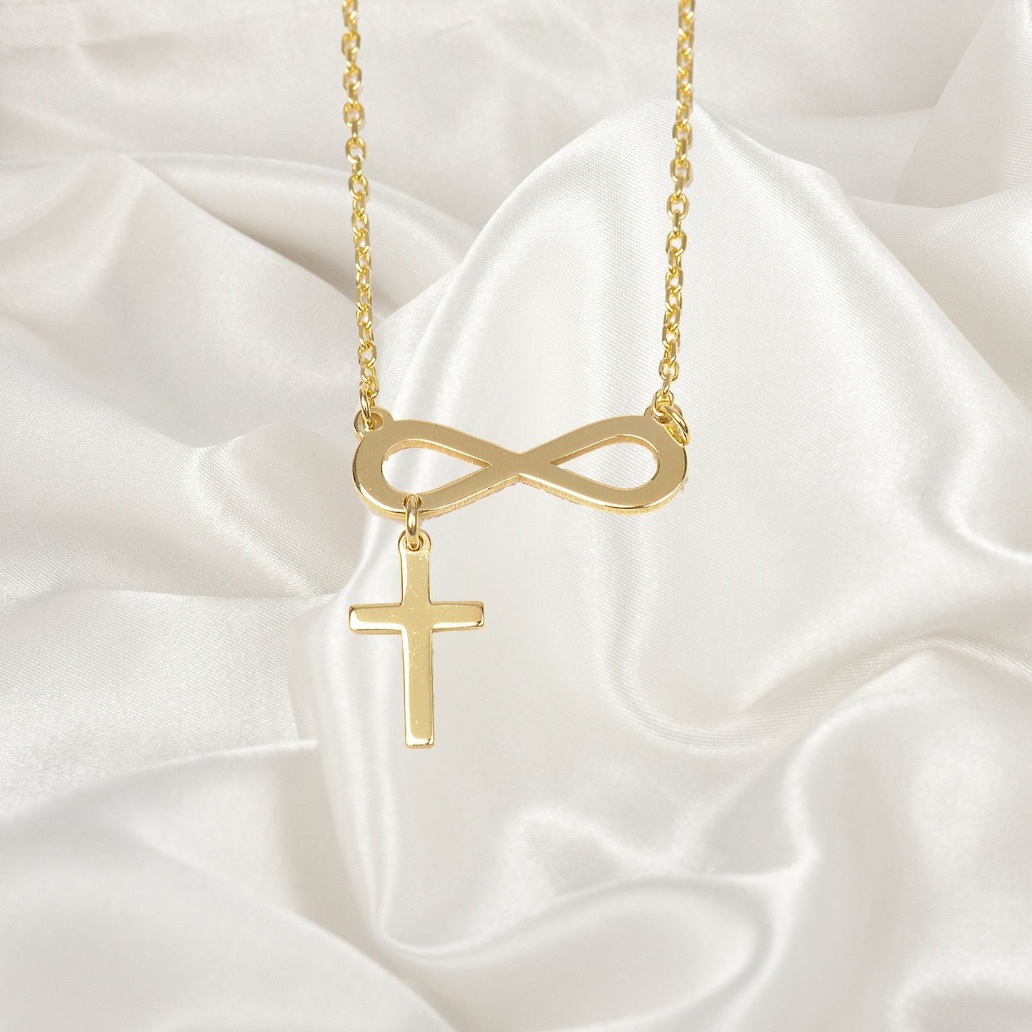 Infinity Necklace, Cross Necklace For Her, Sterling Silver Infinity Necklace, Easter Gift, Valentine's Day Gift For Her, Religious Gifts