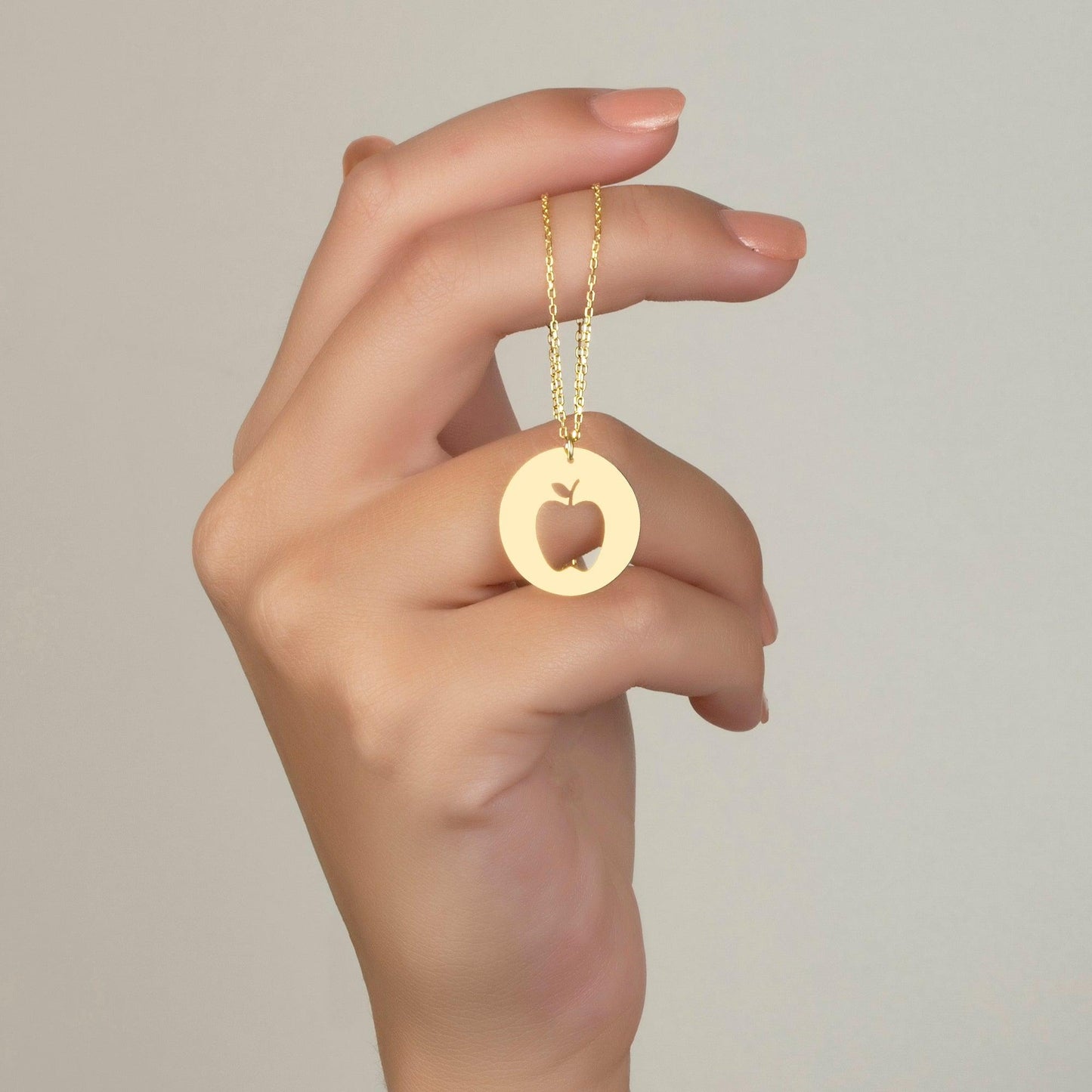 Sterling Silver Apple Necklace, Silver Teacher Necklace, Gold Apple Necklace, gift for teacher, teacher days gift, vegan vegetarian gift.