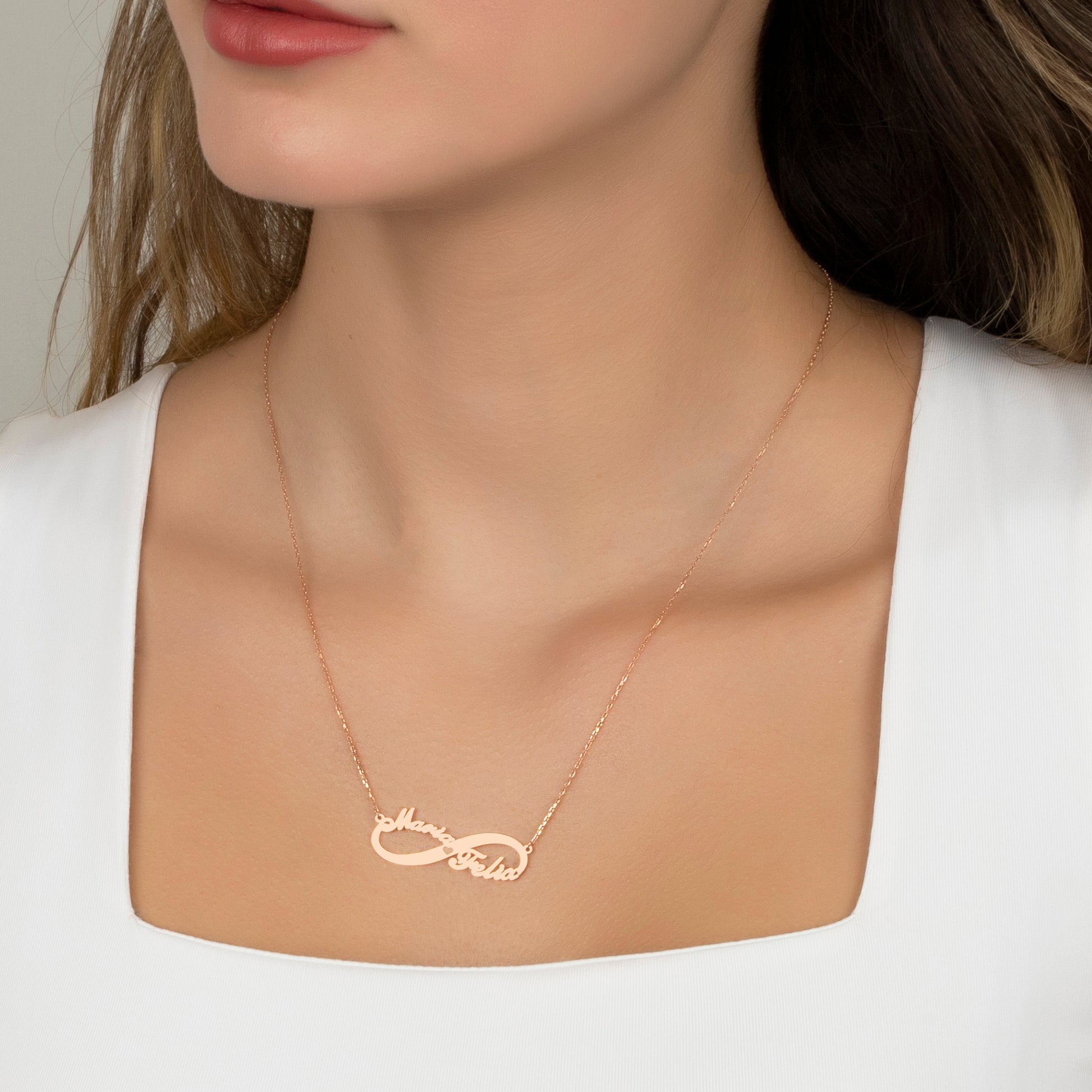 Custom Infinity Name Necklace, Personalised Infinity Necklace, Infinity Necklace with Names - Geniune Jewellery