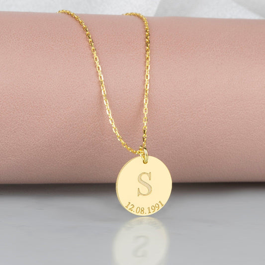 Custom Initial Date Disc Necklace, Valentine's Day, Initial necklace, Mama Necklace, Minimalist necklace, love necklace.