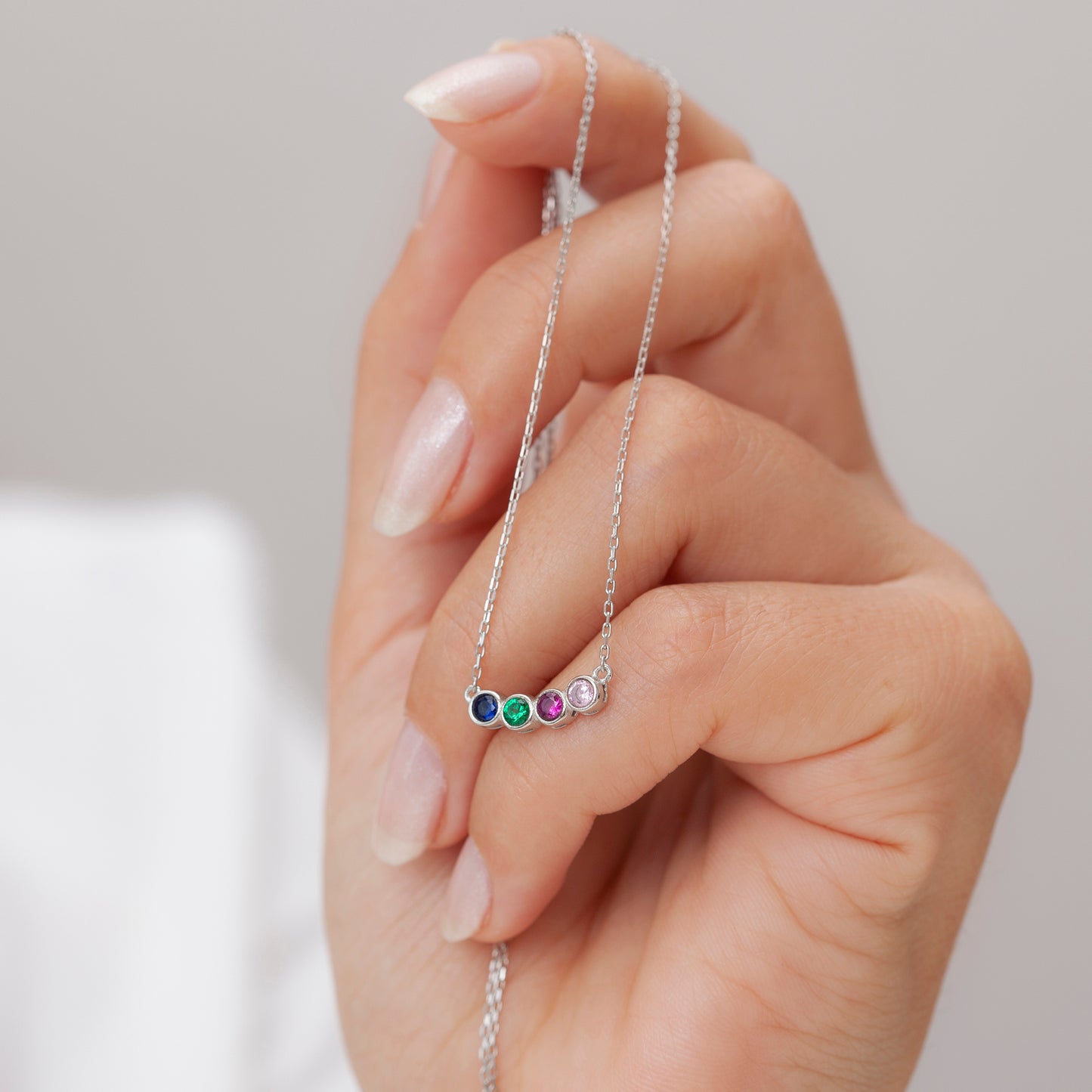 Sterling Silver Birthstone Necklace, Family Necklace, Personalized Gifts for Mom, Mothers Necklace, Birthstone Gifts, Gift for Mama Sister - Geniune Jewellery