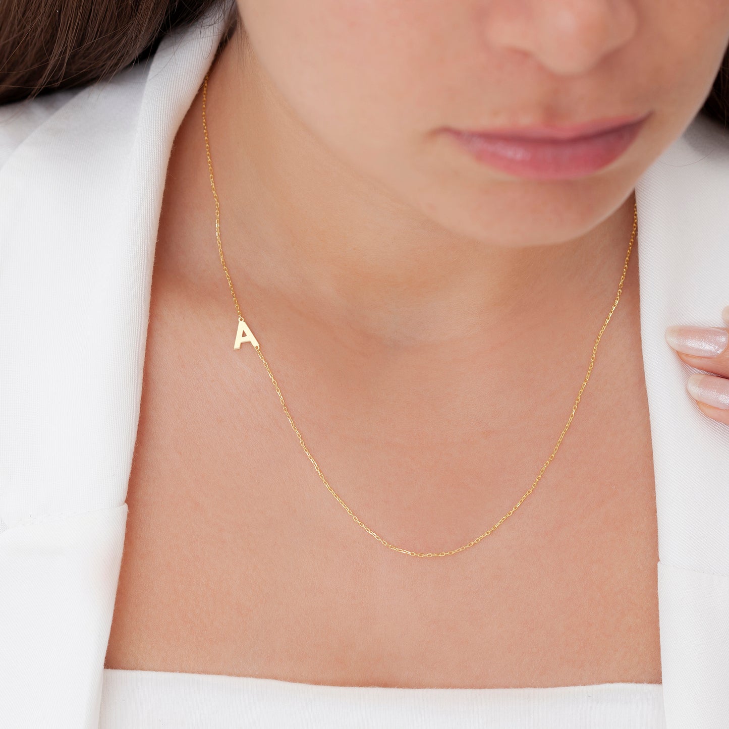 14K Solid Gold sideways Initial Necklace, 14K Real Gold Letter Necklace, Custom Initial Letter Necklace, Personalized Letter Jewellery gifts - Geniune Jewellery