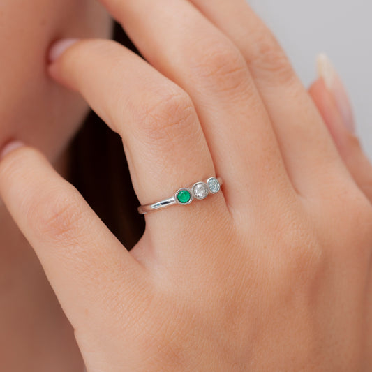 925K Silver Birthstone Ring, Multi Stone Birthstone Ring, Family Birthstone Ring, Mother's Day Gift - Geniune Jewellery