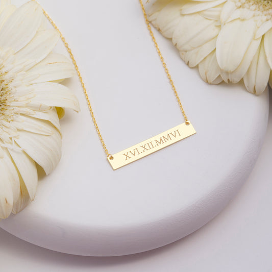 Roman Numeral Necklace, Personalised Roman Numbers Birth Date Gift, Custom Date Necklace - Geniune Jewellery