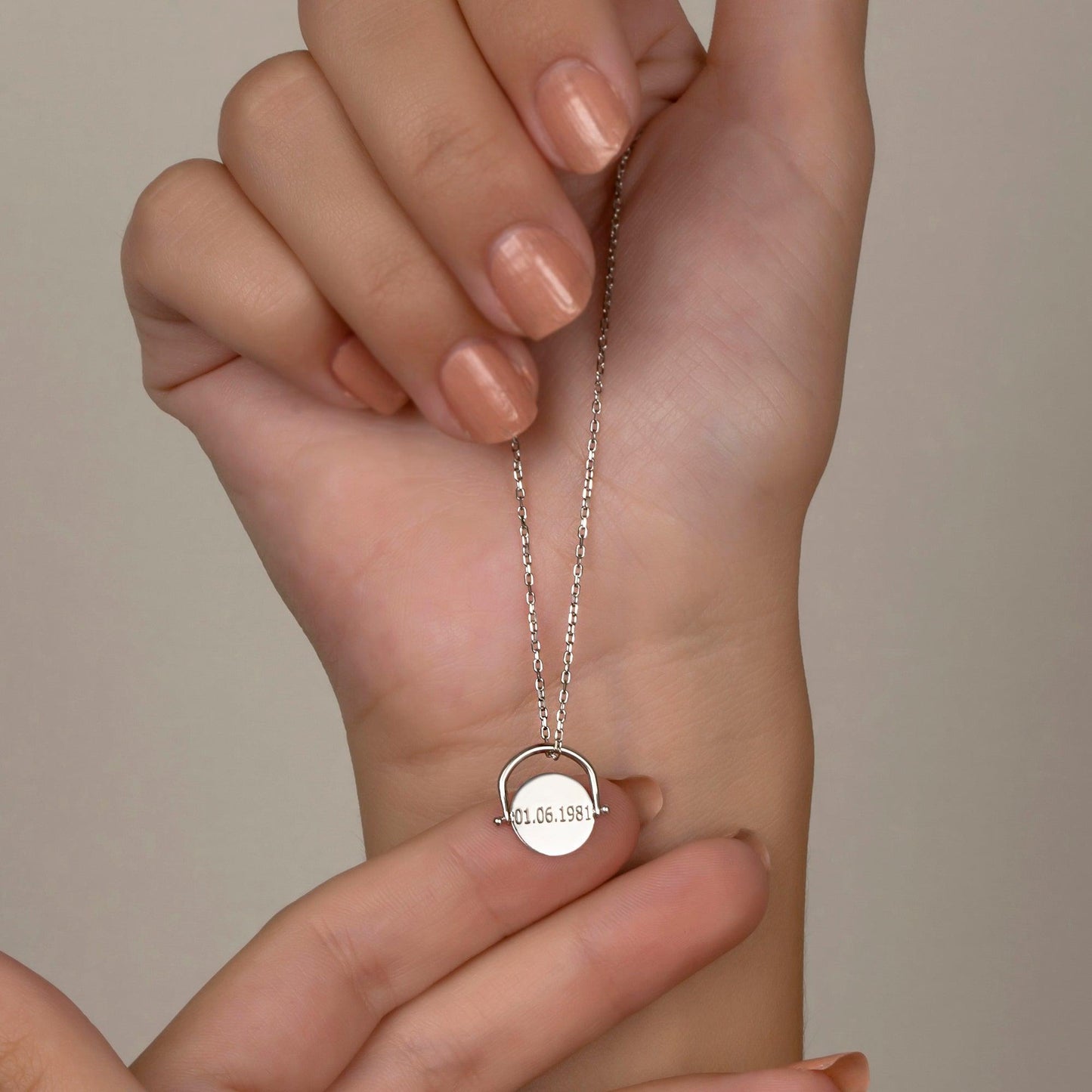 Sterling Silver turning Pendant Necklace, Silver Personalized Necklace, Custom Initial Necklace, Heart Necklace anniversary gift for Woman.