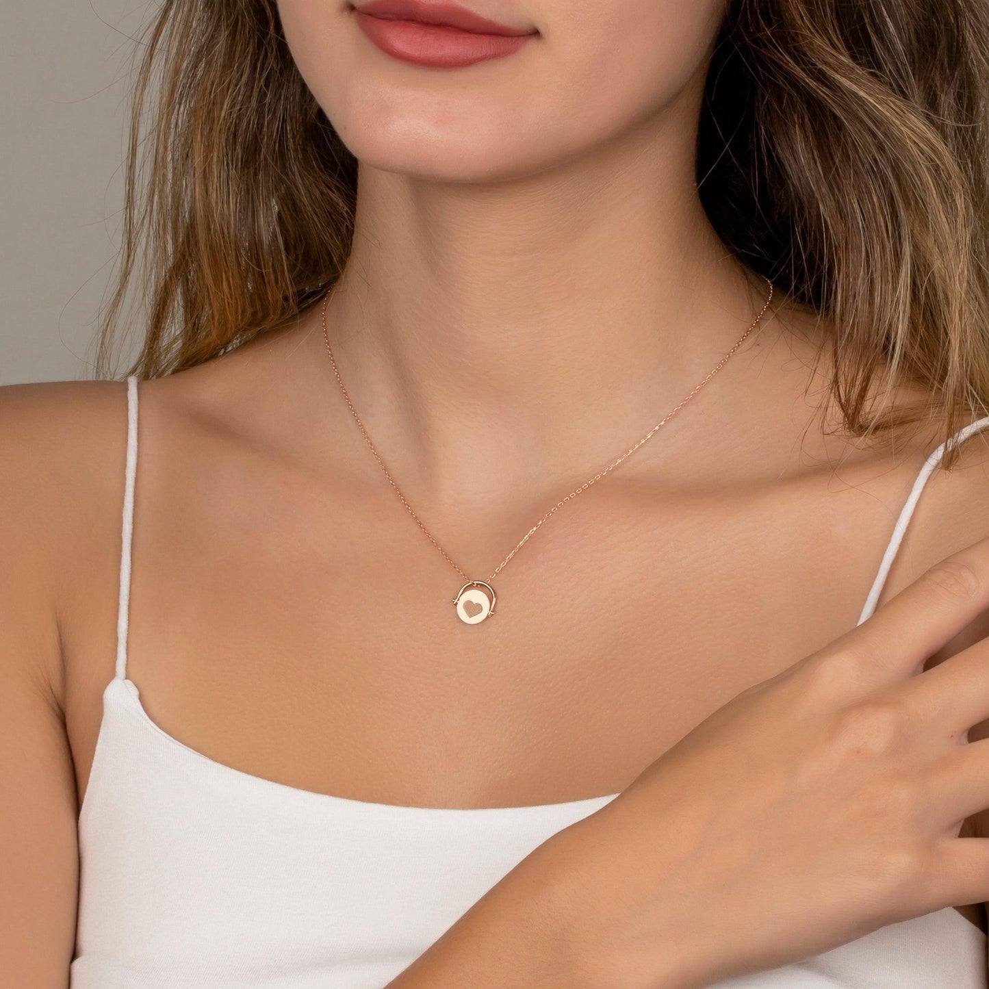 Sterling Silver turning Pendant Necklace, Silver Personalized Necklace, Custom Initial Necklace, Heart Necklace anniversary gift for Woman.