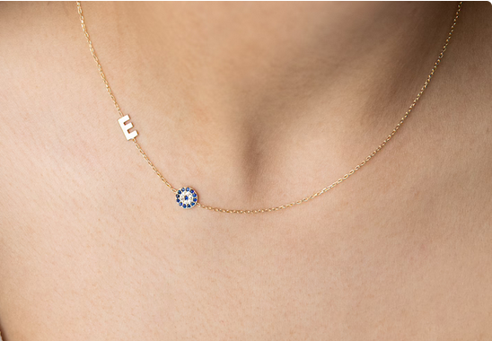 Sideways Initial Necklace, Minimalist Letter Pendant, Personalized Jewellery, Customize Gift for Her - Geniune Jewellery