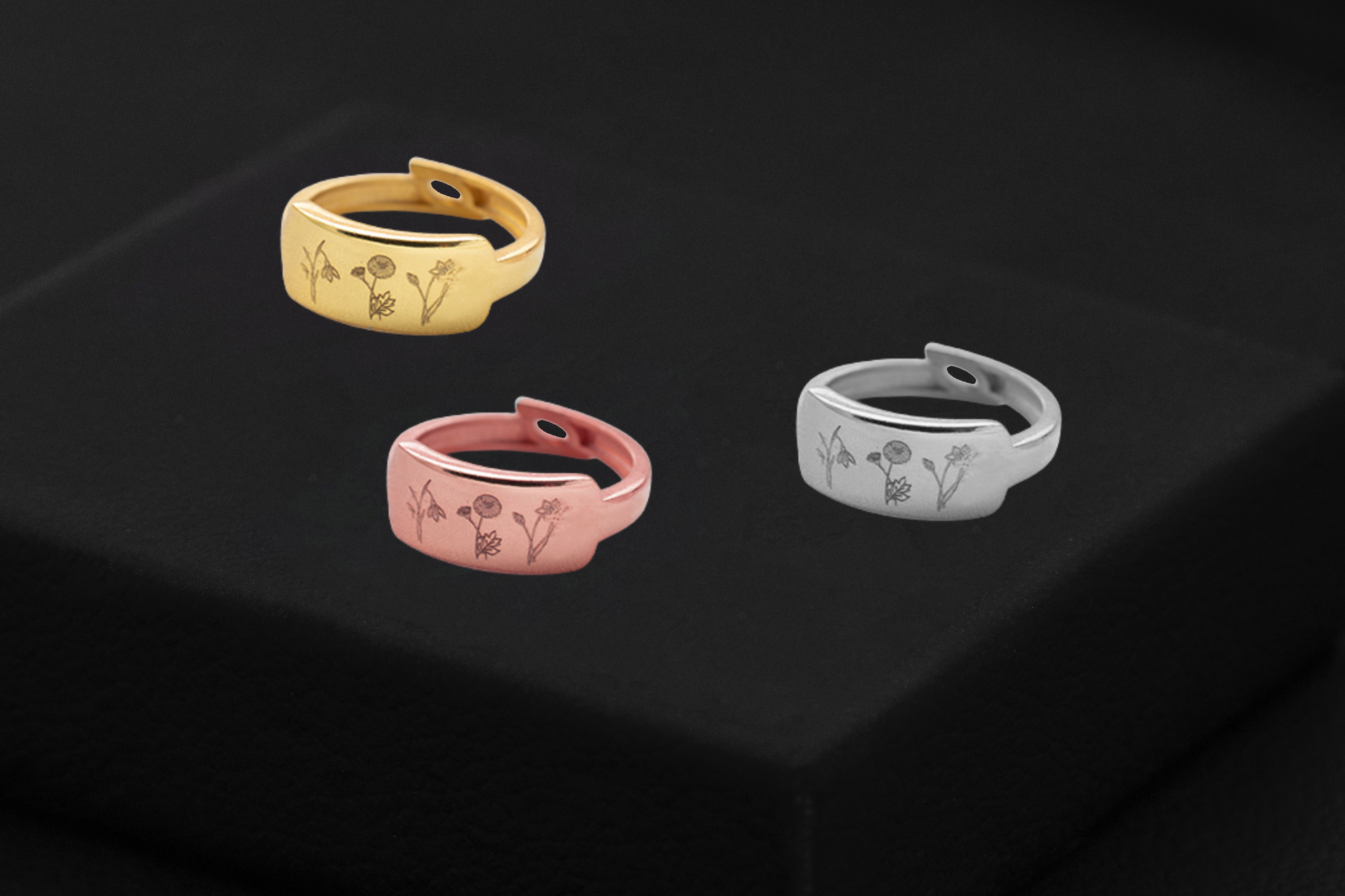 Birth Flower Ring, Floral Ring, Bridesmaid Gift, Family Florals Ring, Multiple Birth Flower Ring, Sterling Silver Mom Ring, Gold Signet Ring - Geniune Jewellery