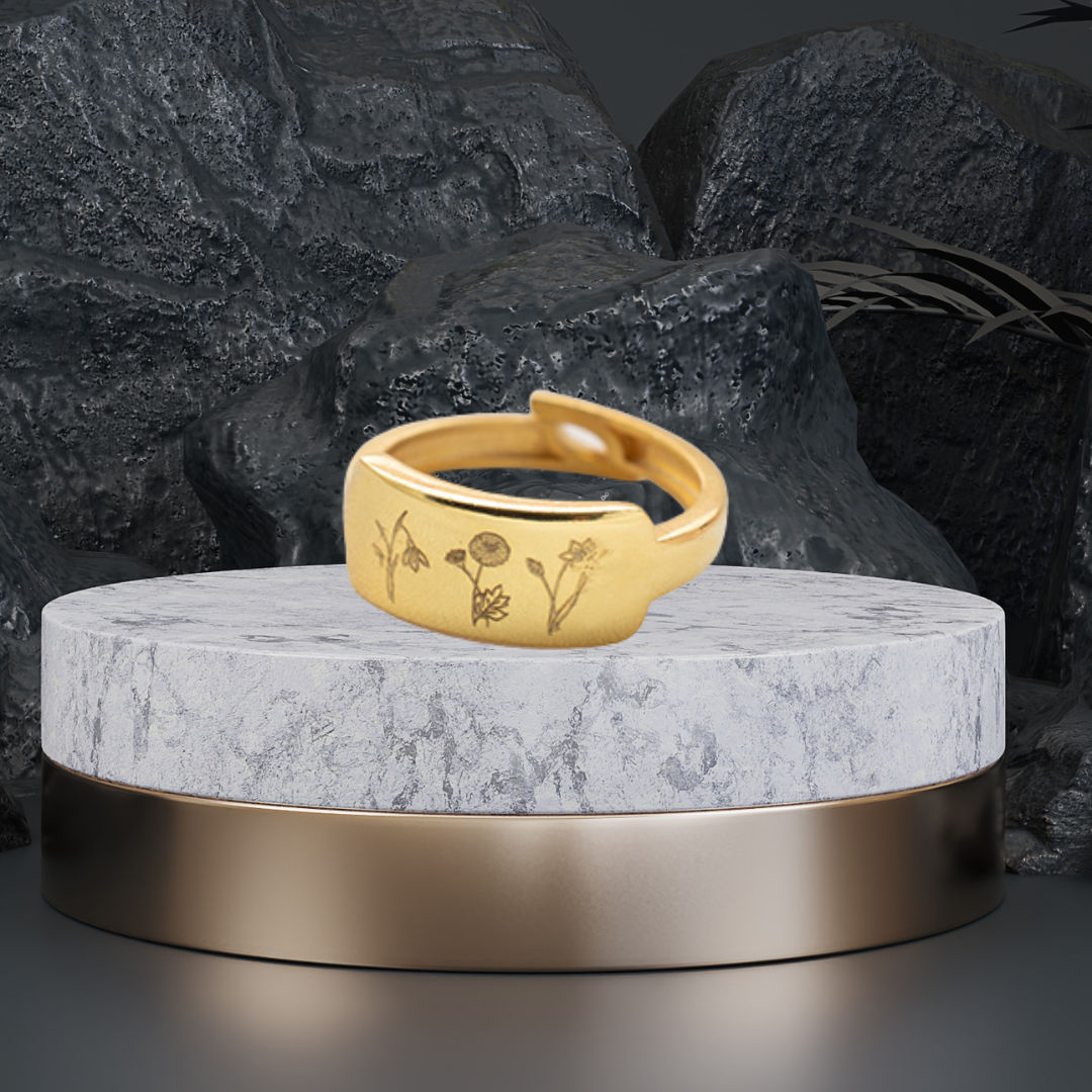 Birth Flower Ring, Floral Ring, Bridesmaid Gift, Family Florals Ring, Multiple Birth Flower Ring, Sterling Silver Mom Ring, Gold Signet Ring - Geniune Jewellery