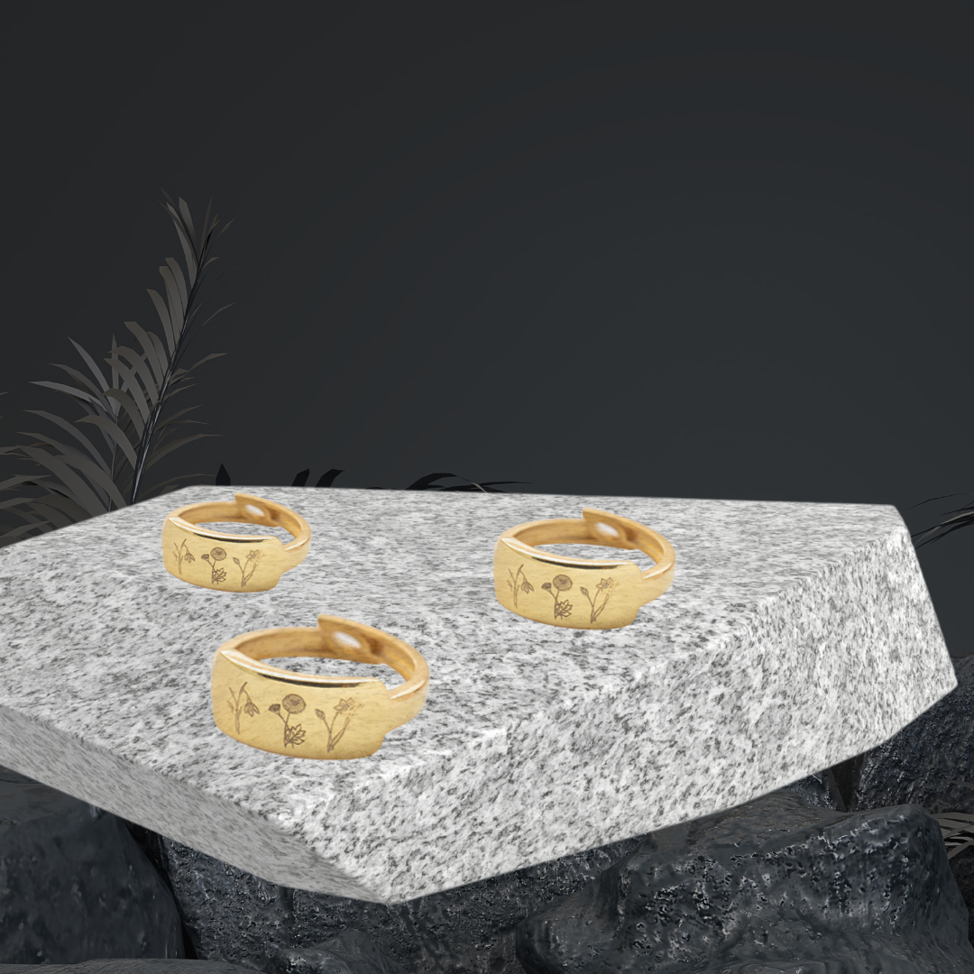 Birth Flower Ring, Floral Ring, Bridesmaid Gift, Family Florals Ring, Multiple Birth Flower Ring, Sterling Silver Mom Ring, Gold Signet Ring - Geniune Jewellery