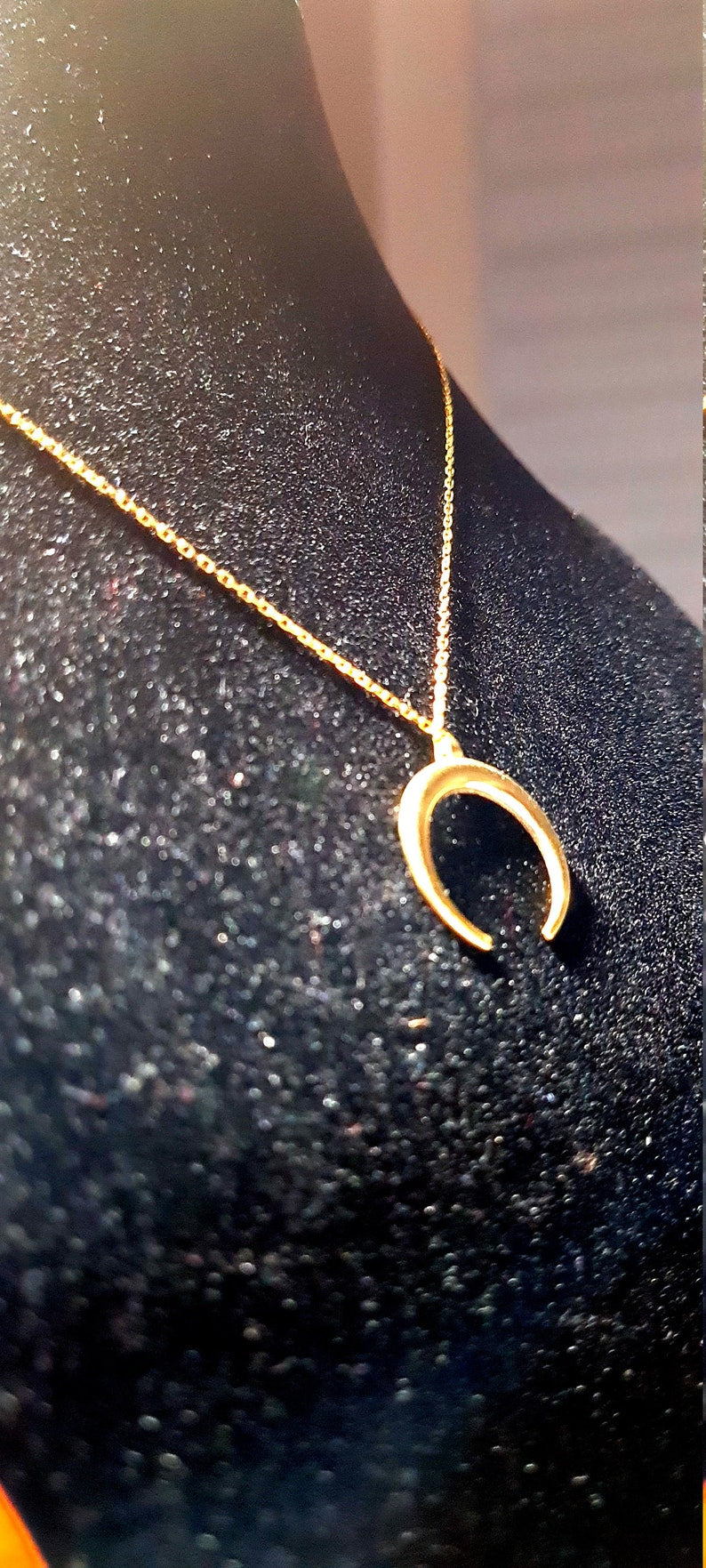 Crescent Moon Necklace, Mothers Day, Half Moon Necklace, Silver Moon Necklace, Beaded Chain Necklace - Geniune Jewellery