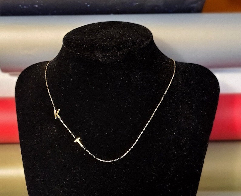 Sideways Initial Necklace, Silver Initial Sideway Letter Jewellery, Sideways Initial Pendant - Geniune Jewellery