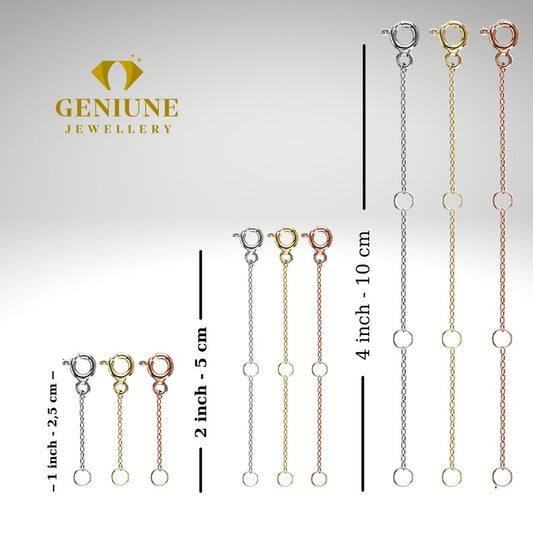 Silver Necklace Jewellery Extender, 925K Bracelet Extender, Adjustable Necklace, Extra Chain - Geniune Jewellery
