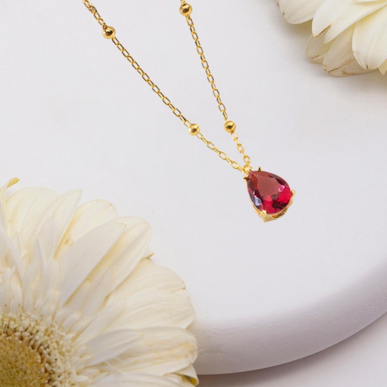 Personalized Birthstone Necklace, Custom Gemstone Necklace, Dainty Pendant for Birthday