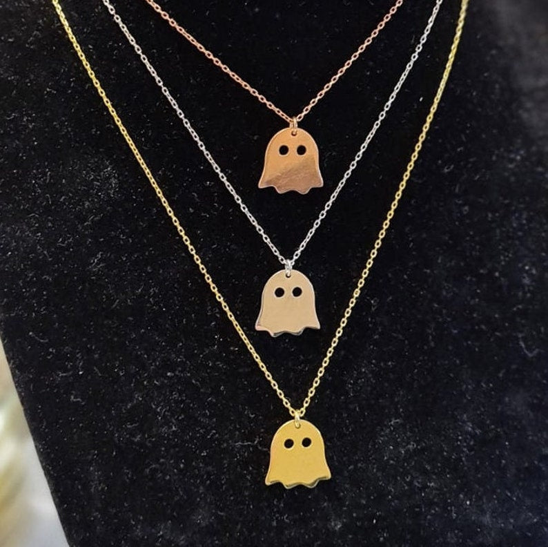 Silver Ghost Halloween Necklace, Ghost Necklace, Halloween Necklace for Women, Halloween Gift - Geniune Jewellery