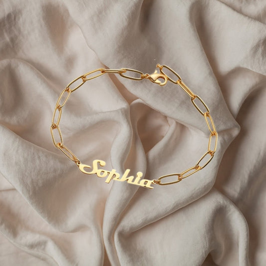 Custom Name Bracelet, Gold Name Bracelet, Handwritten name Bracelet, Personalized Letter Bracelet - Geniune Jewellery