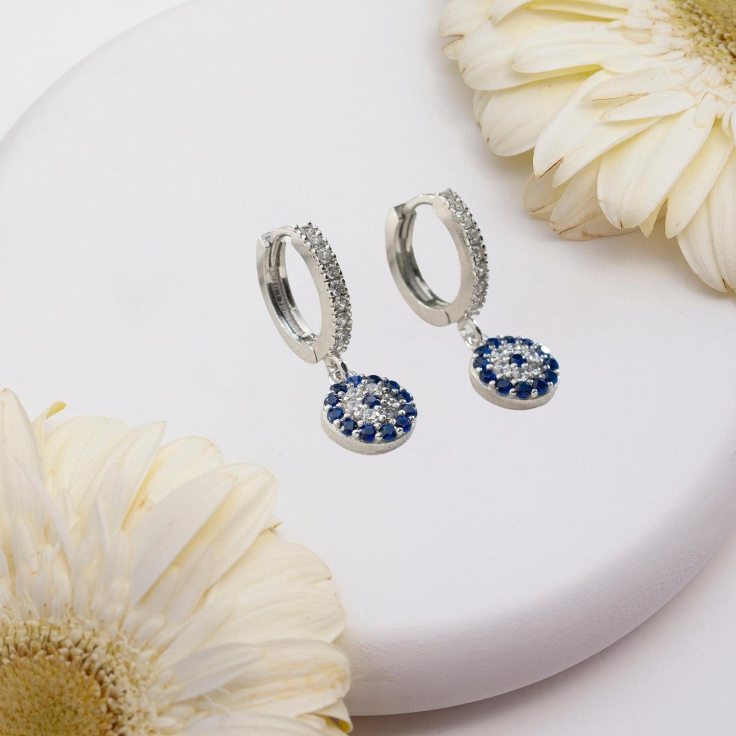 Evil Eye Cubic Zirconia Earrings, 925K Silver Earring for Her, Birthday gift for her, Earring For Women, Evil Eye Jewellery, CZ Earrings