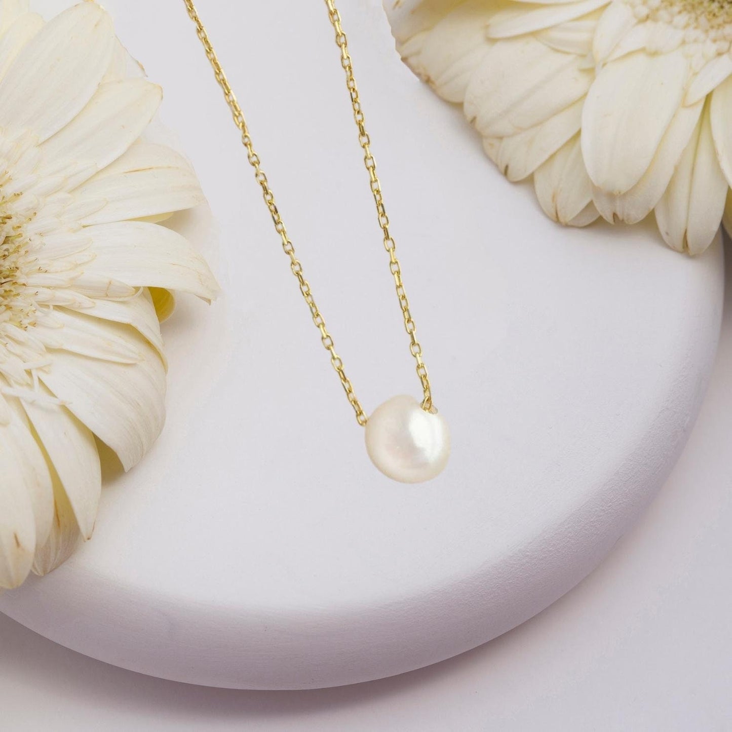 Dainty Pearl Necklace, Bridal Jewellery, Bridesmaid Necklace Gift, Maid of Honour Gift, Wedding Gifts, 925K Everyday Single Pearl Necklace