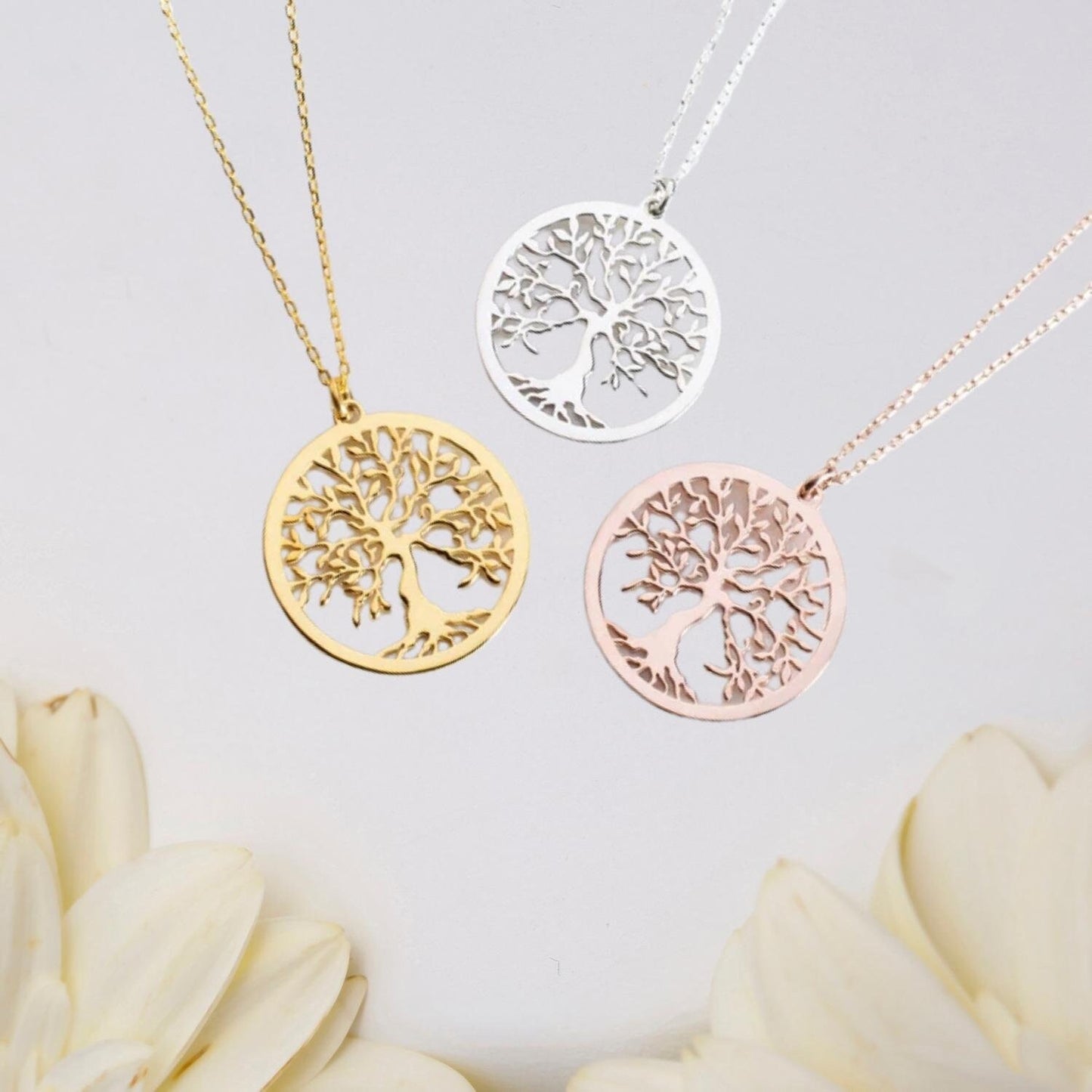 Sterling Silver Tree Of Life Necklace, Family Name Pendant, Grandma Birthday Gift, Family Tree Minimalist Dainty Necklace, Arbre de Vie Gift