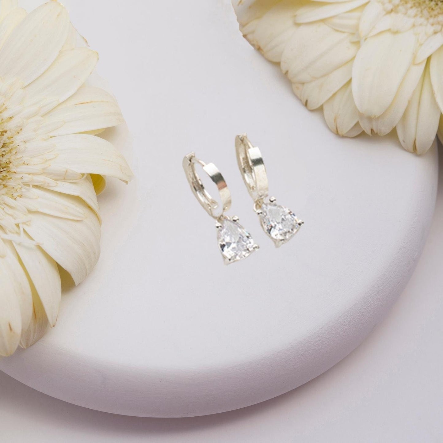 Birthstone Dangle Earrings, Mini Gemstone Earrings, Personalized Cz Stone Earrings, Cubic Zircon Hoop Earrings, Custom Birthstone Earrings - Geniune Jewellery