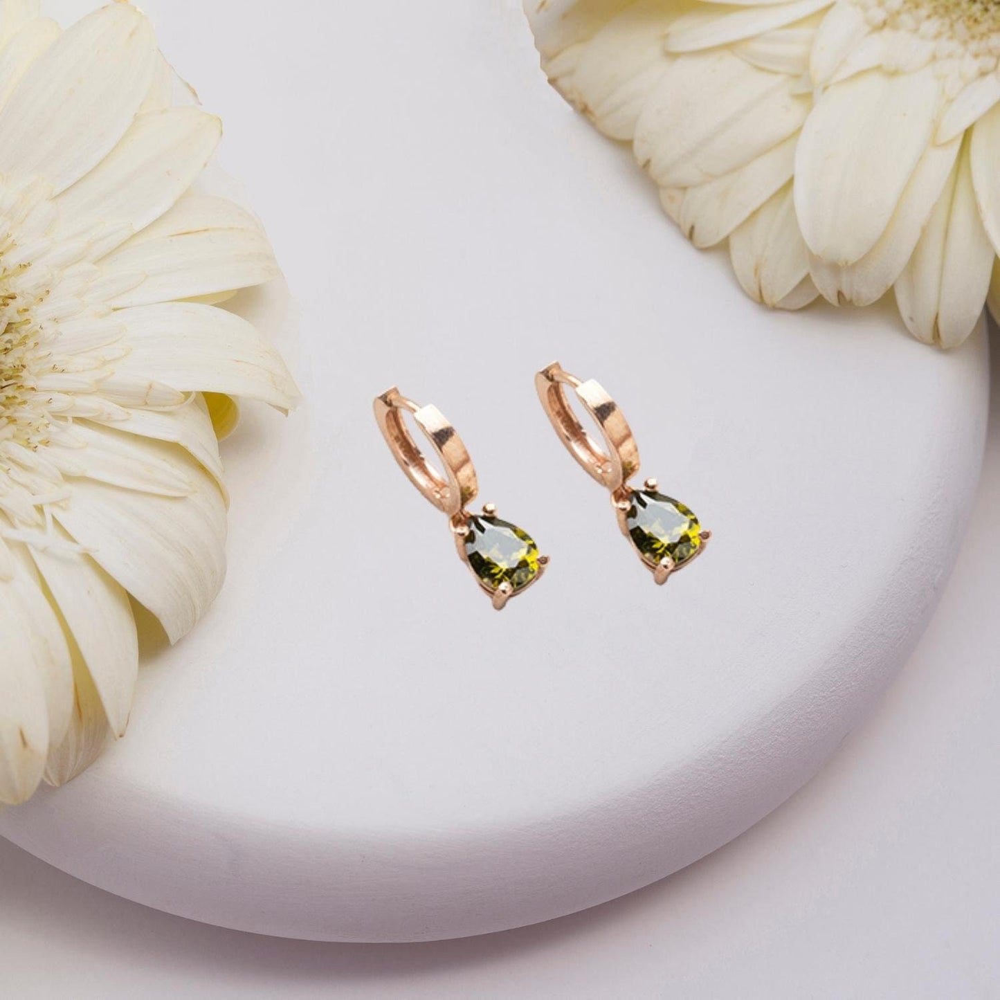 Birthstone Dangle Earrings, Mini Gemstone Earrings, Personalized Cz Stone Earrings, Cubic Zircon Hoop Earrings, Custom Birthstone Earrings - Geniune Jewellery