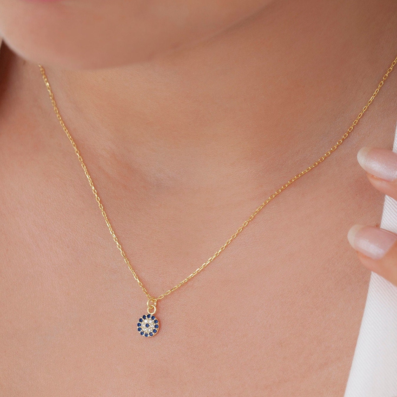 Evil Eye Necklace, Golden Girl Gift, Mothers Day Gift