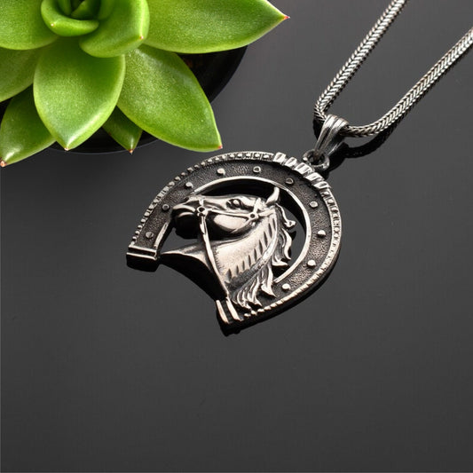 Mens Horse Necklace, Sterling Silver Horse Jewelry, Cowboy Horse Pendant, Animal Necklace For Men, Horse Lover Necklace, Equestrian Gifts