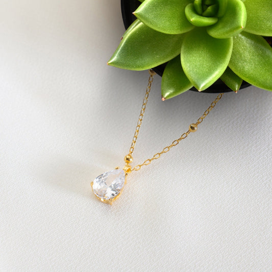April Birthstone Necklace, Cz Diamond Necklace, Gemstone Necklace, mothers day Necklace, Birthday gift for her, valentines day necklace