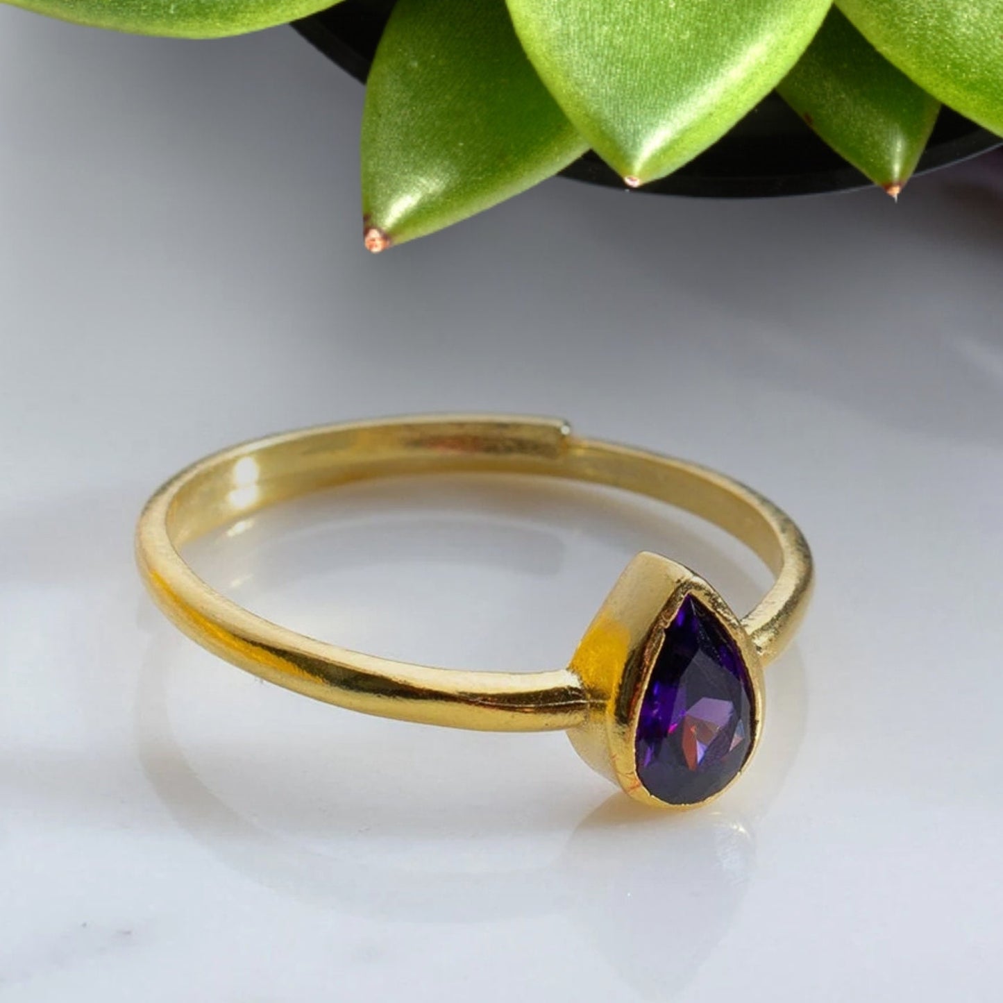 Tear Drop Birthstone Ring, Stacking Birthstone Ring, Birthstone Jewelry, Dainty Gemstone Personalised Ring, Custom Birthstone Rings