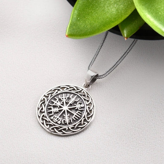 Silver Vegvisir Necklace, Norse Necklace, Norse Runes Pendant, Vikings Protection Amulet, Viking Jewellery for women, Viking Compass jewelry