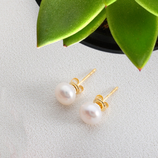 Pearl Stud Earrings, Real Pearl Earrings, Freshwater earrings, Round Pearl Stud Earrings, Minimalist Gift for Her, tiny pearl earrings
