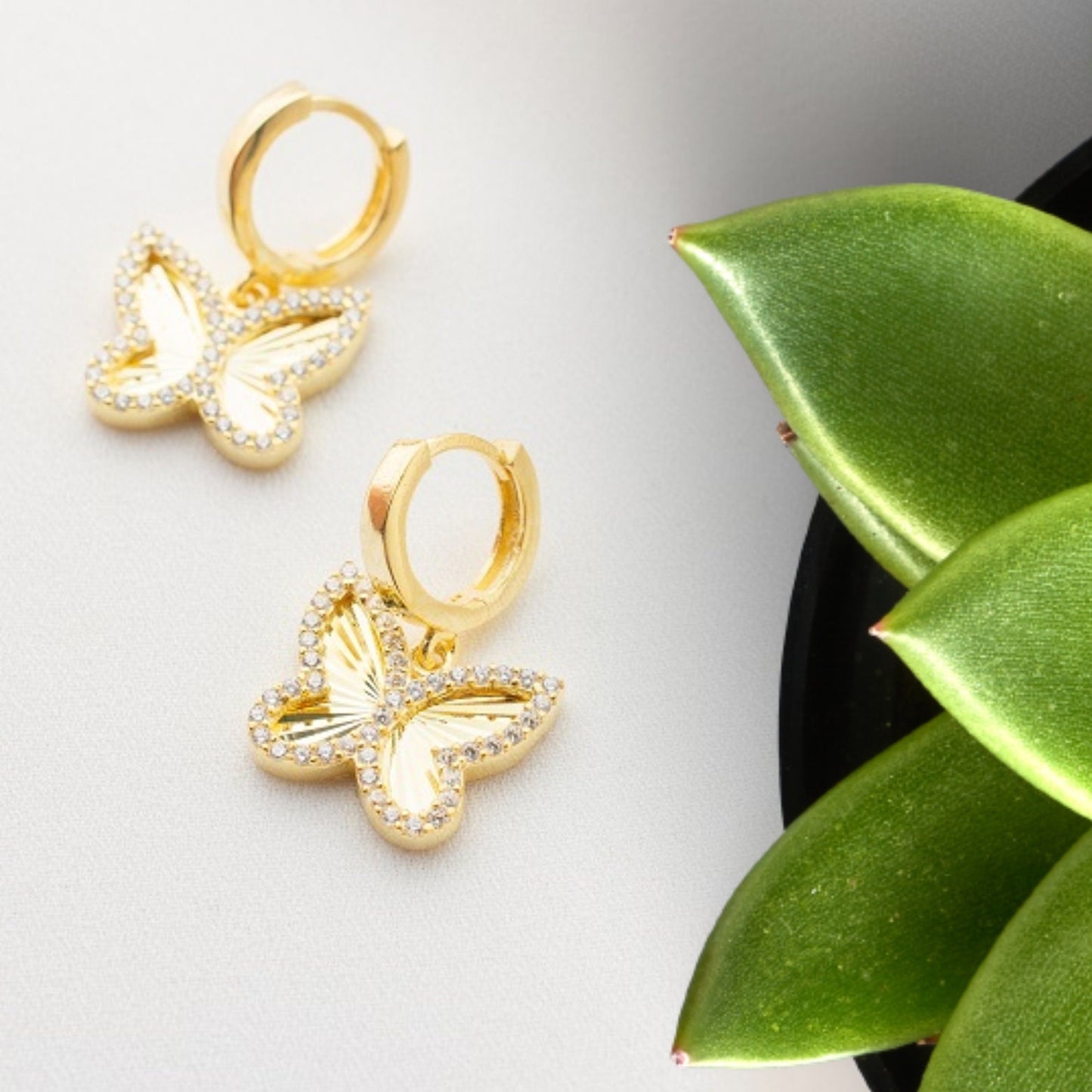Dainty CZ Butterfly Huggie Hoop Earrings, Butterfly Dangle Hoop Earrings, Minimalist Butterfly Jewelry, Dainty Earrings, Best Friend Gifts