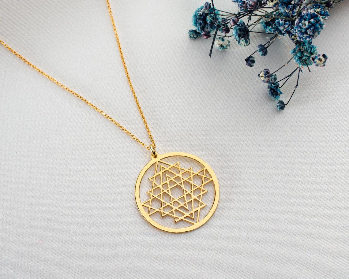 Sri Yantra Necklace, Mandala Jewelry, Talisman Pendant, Valentine's Day gift, Sacred Geometry Necklace, Sri Yantra.