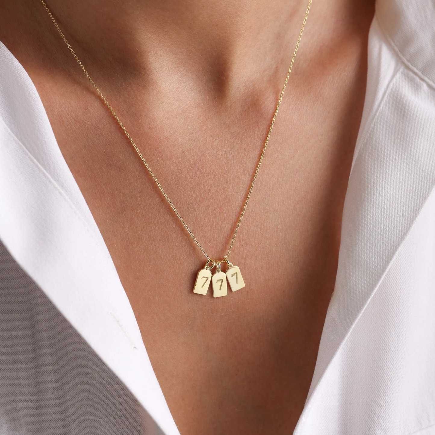 Initial Tag Necklace - Engraved Tag Necklace - Gold Letter Necklace