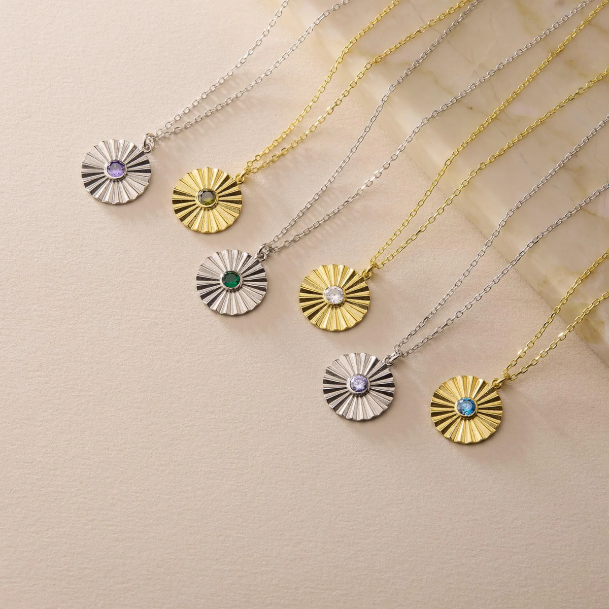 Family Birthstone Necklace • Engraved Birthstone Pendant • Handmade Jewelry