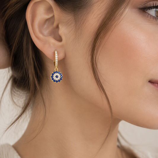 Evil Eye Cubic Zirconia Earrings • Silver Earring for Her • Earring For Women • Evil Eye Jewellery