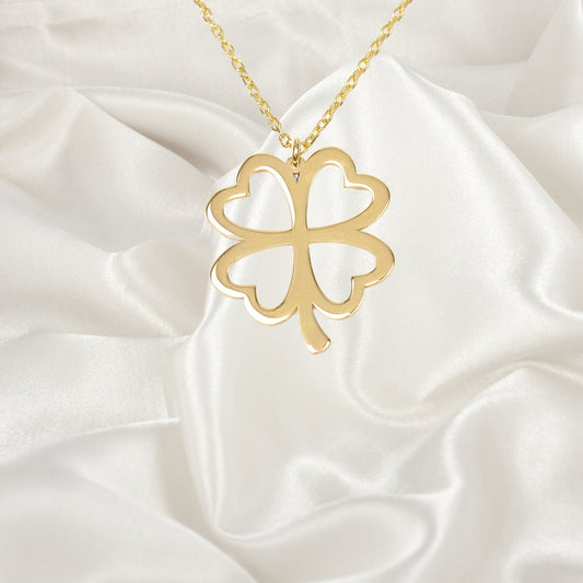 925K Silver Four Leaf Clover Necklace, Silver Clover, Luck Pendant, 4 Leaf Clover, Minimalist Clover Jewelry, Lucky Charm Necklace Gift