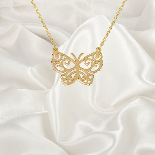 925 Sterling Silver Butterfly Necklace, Butterfly Mandala Necklace, Gift for Her, Mothers day Gift, Christmas Gift for her, Bridesmaid Gift