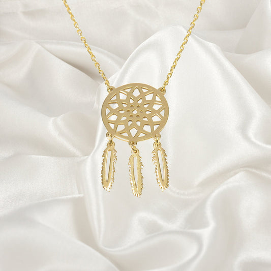 Sterling Silver Dreamcatcher necklace, Dreamcatcher Jewelry, Feather Necklace, simple necklace, wedding necklace, Bridesmaid gifts