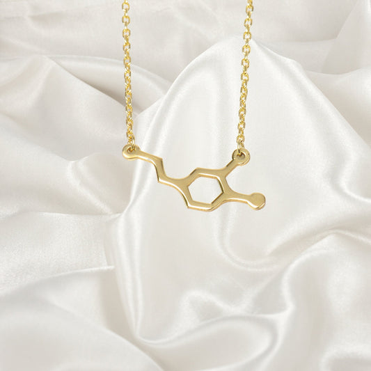 Dopamine Molecule Necklace, Happiness Jewellery, 925 Sterling Silver Necklace, Dopamine Symbol Necklace, Chemistry Gift, Science Jewellery