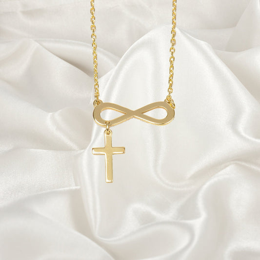 Dainty Infinity Cross Necklace, Silver Cross Necklace, Silver Infinity Pendant with Cross, Cute Cross and Infinity Necklace, Cross Jewelry