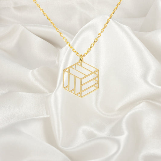 Cube Necklace, Dainty cube Necklace, Minimalist Necklace, Geometric Necklace, Cube Pendant, Tiny Cube Necklace, Maths Teacher Gift Idea