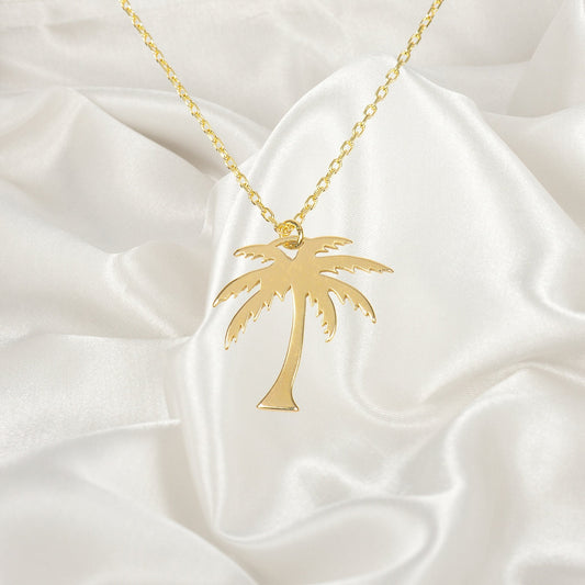 Palm Tree Necklace, Sterling Silver Palm Tree Necklace, Tiny Palm Tree Pendant, Summer Charm Necklace, Tropical Jewelry, Beach Necklace