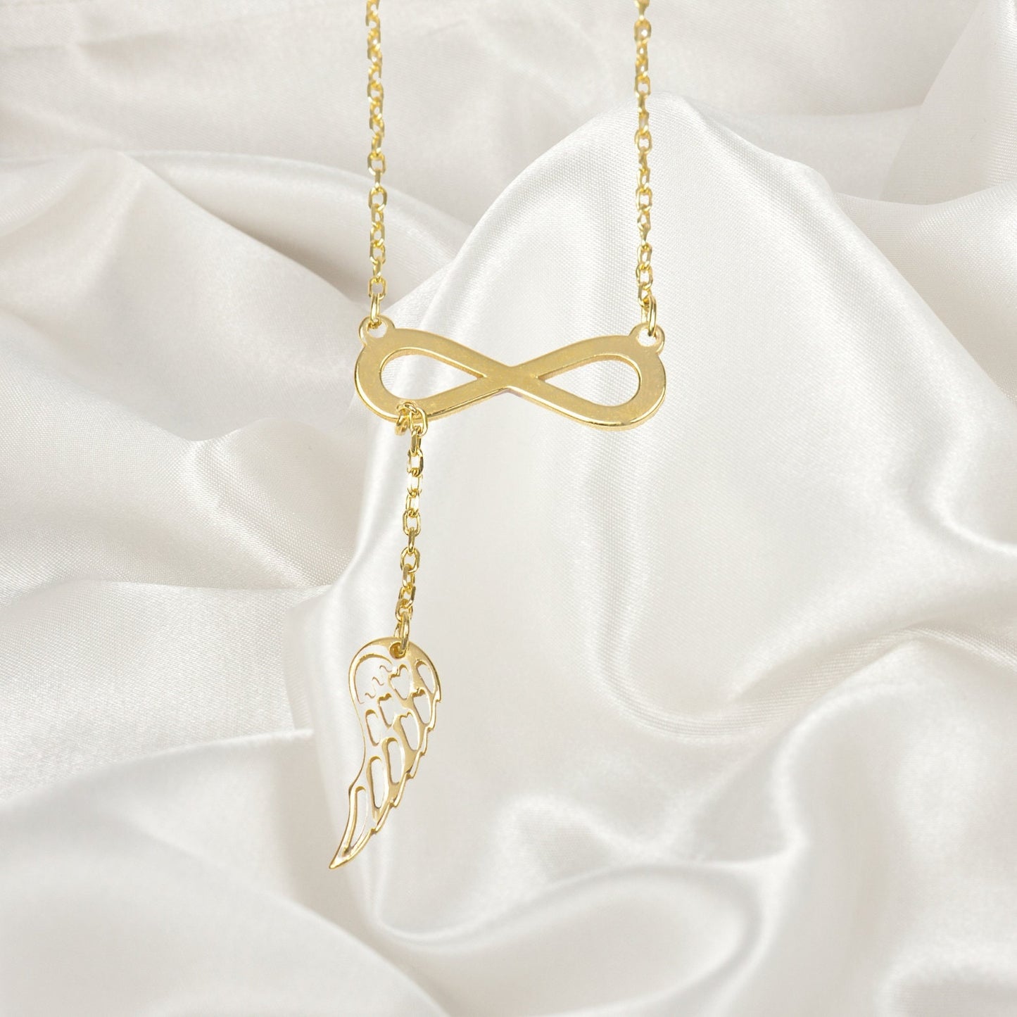 Silver Infinity angel wing necklace, Infinity necklace with angel wing, Infinity jewellery, Angel wing necklace, Bridesmaid gift, Mom gifts