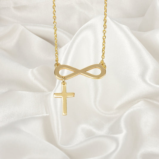 Infinity Necklace, Cross Necklace For Her, Sterling Silver Infinity Necklace, Easter Gift, Valentine's Day Gift For Her, Religious Gifts