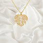 Tropical Leaf Necklace, Monstera Necklace, Monstera Leaf Necklace, Beach Necklace, Gold Layering Necklace, Nature Lover Gift, gift for her